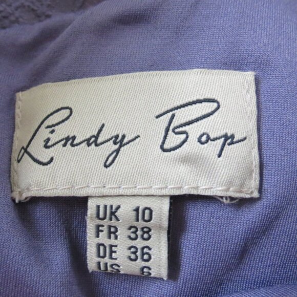 Lindy Bop Amethyst Sheath Dress Lined Quiet Luxury Sleeveless Bow Size 6 - Picture 8 of 9